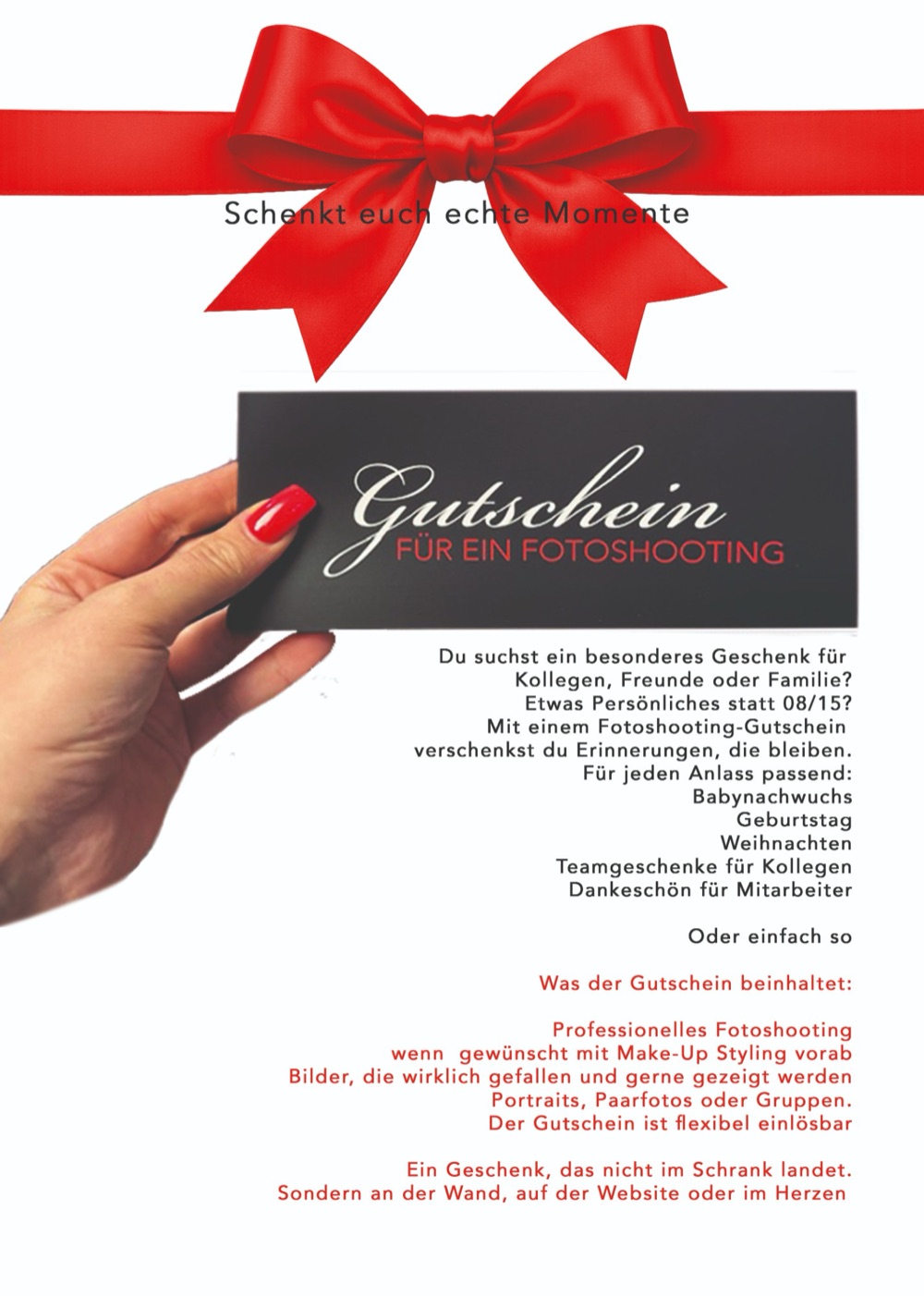 Fotoshooting-Gutschein Aachen — ein Geschenk zu Weihnachten